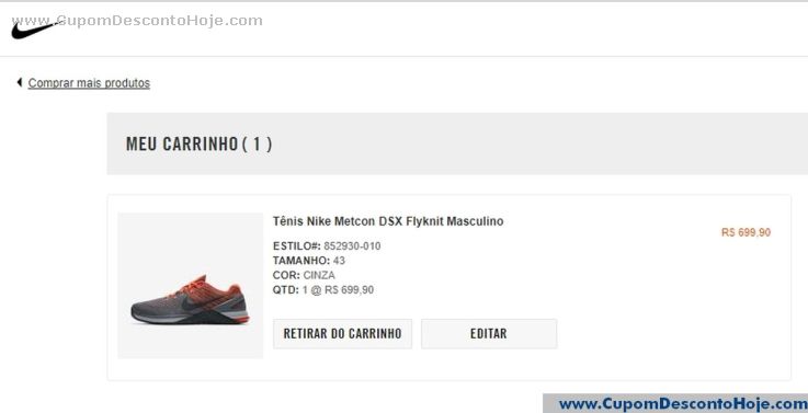 desconto no site da nike