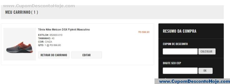 cupom de desconto nike store